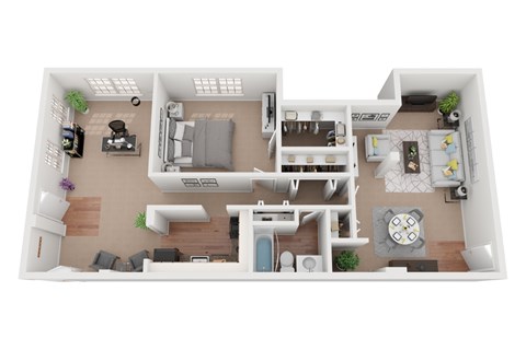 Arlington 1 bedroom 1 Bath floor plan at Courthouse Square Apartments